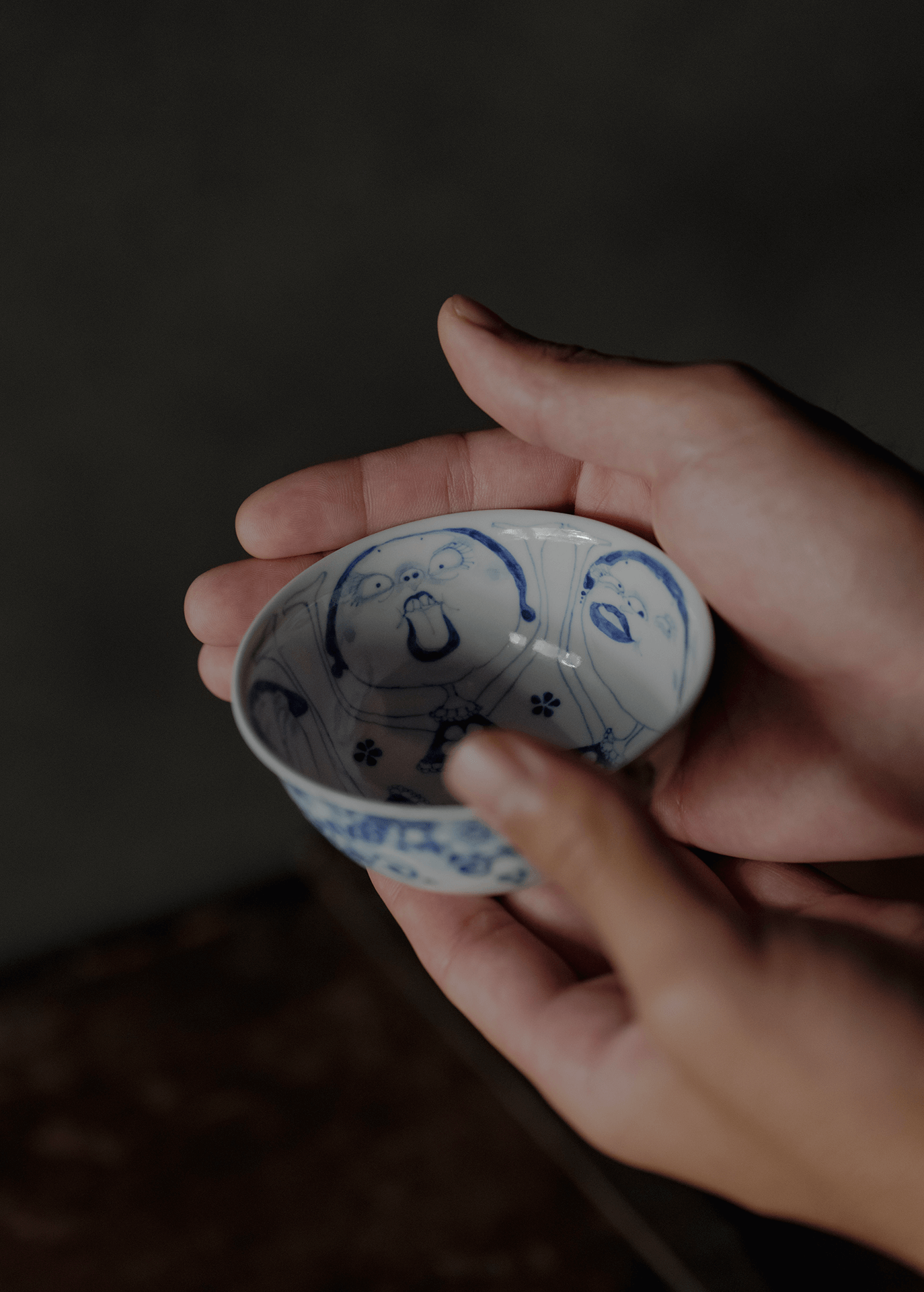 Blue and white teacup