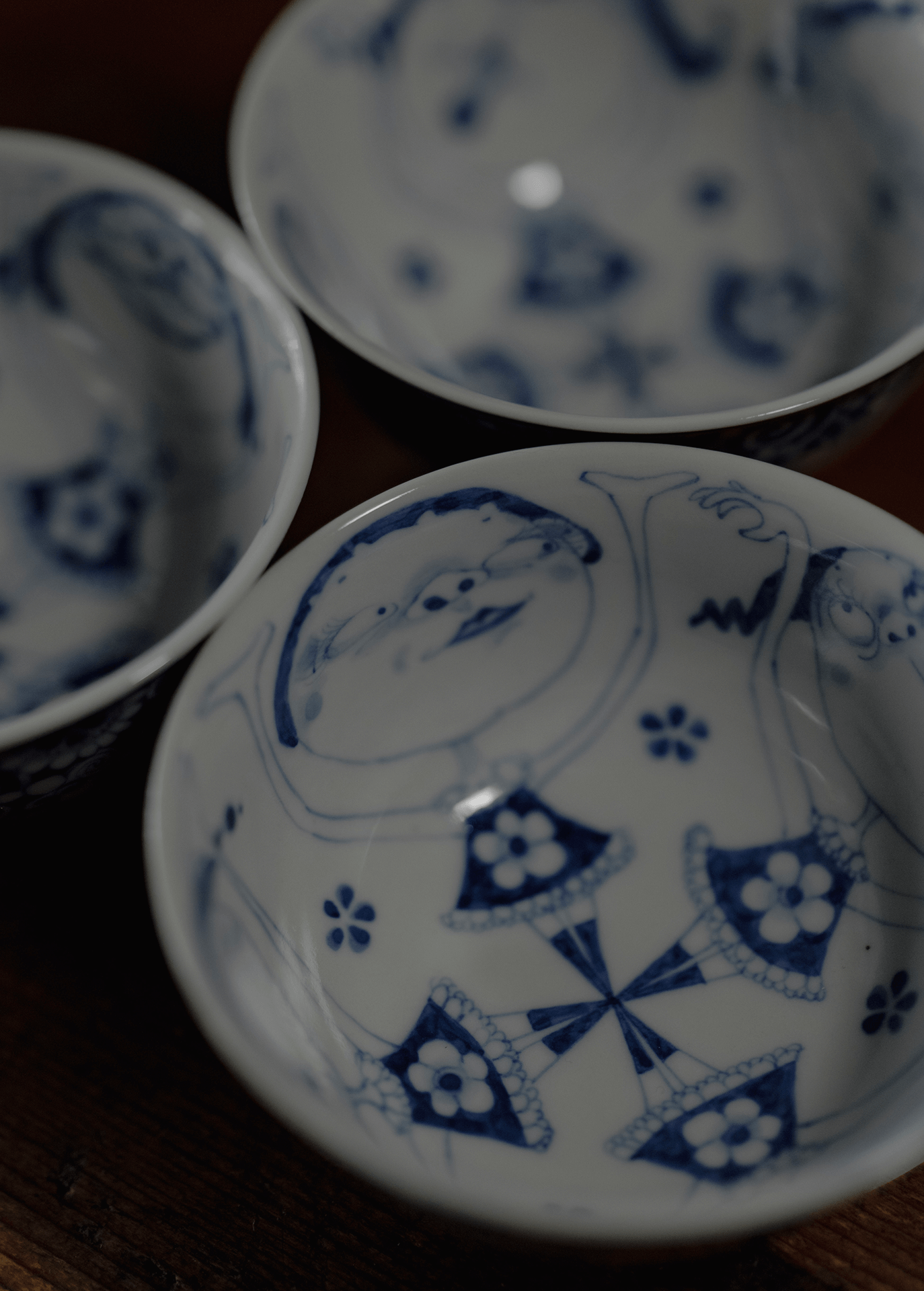 Blue and white teacup