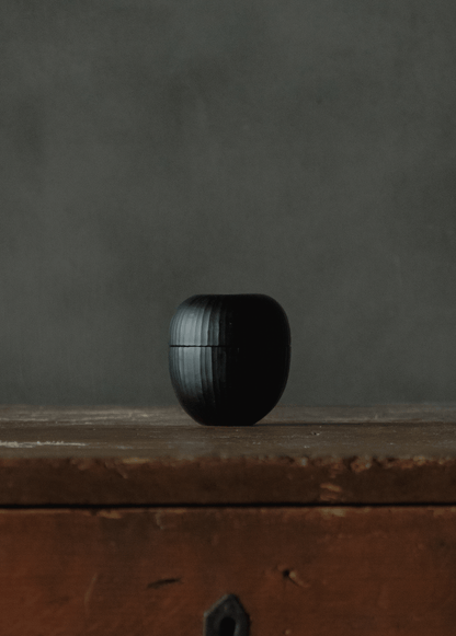 Lidded container, black, natsume-shaped