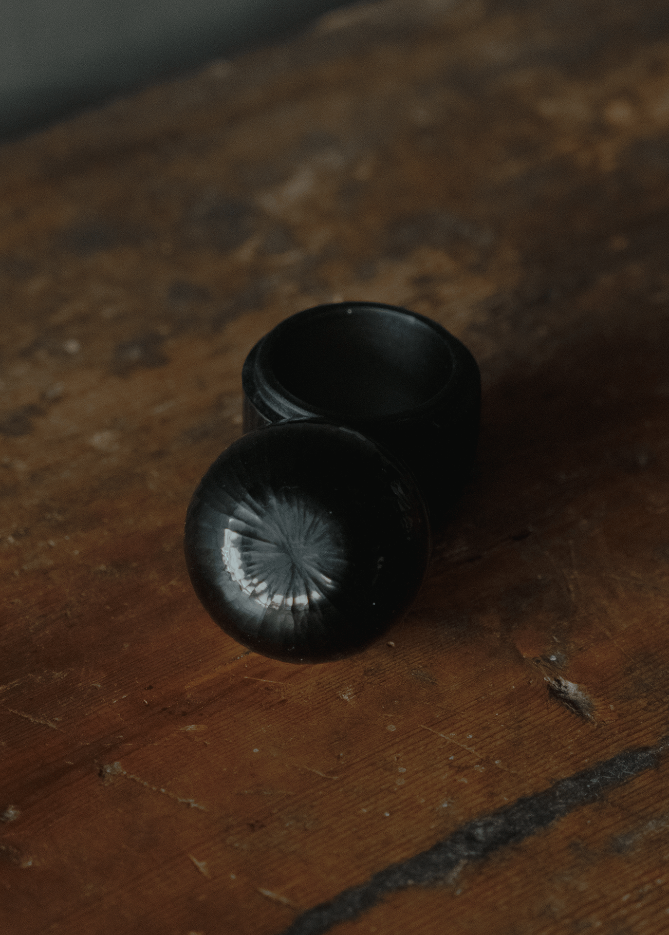 Lidded container, black, natsume-shaped