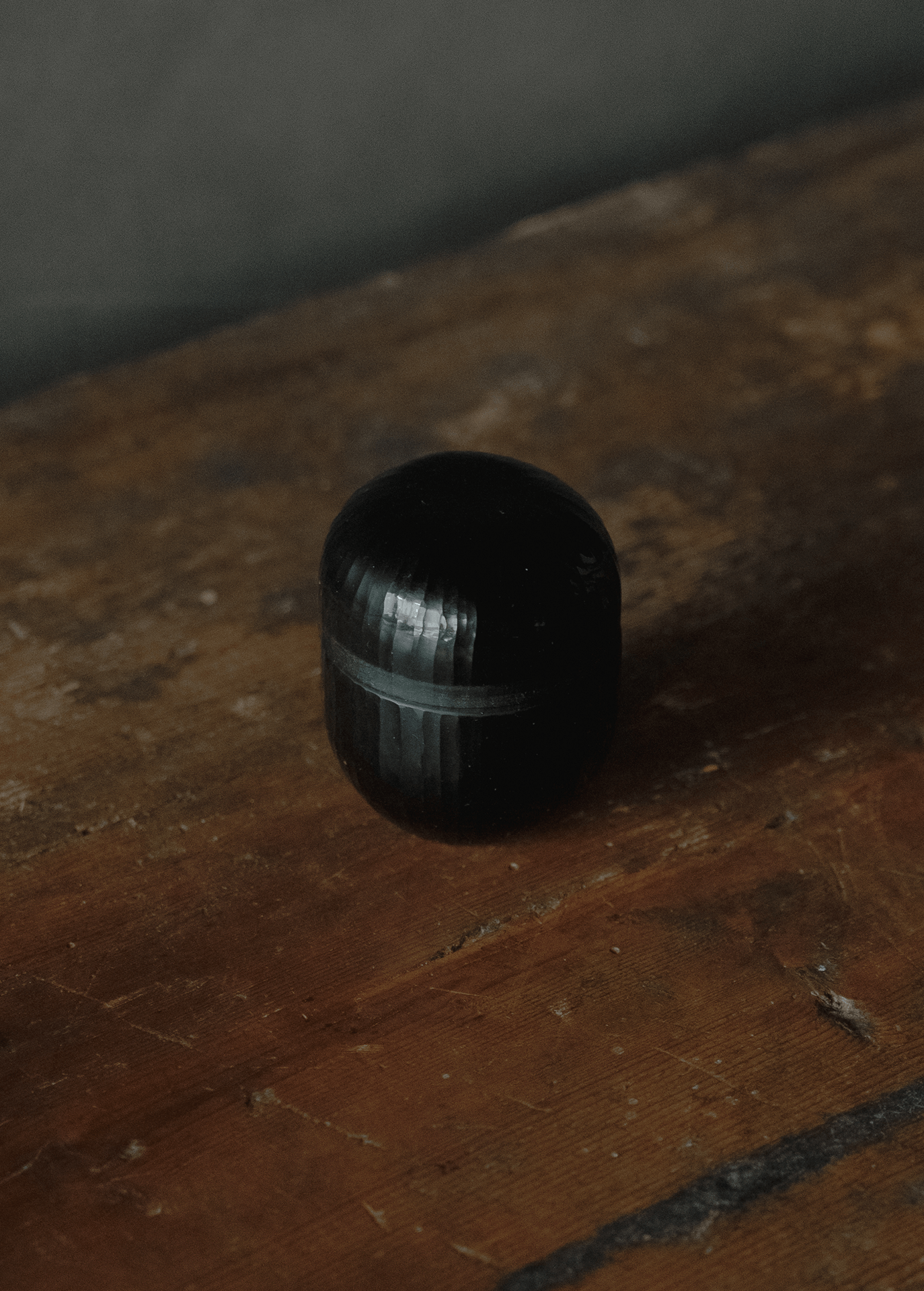 Lidded container, black, natsume-shaped