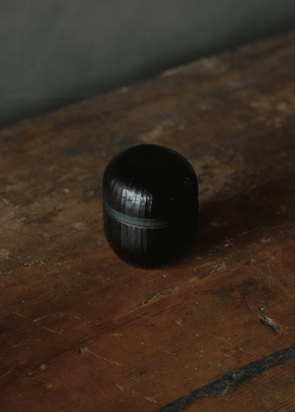 Lidded container, black, natsume-shaped