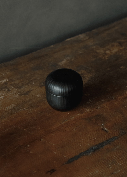 Lidded container, black, natsume-shaped