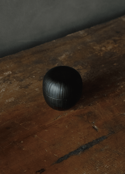 Lidded container, black, natsume-shaped