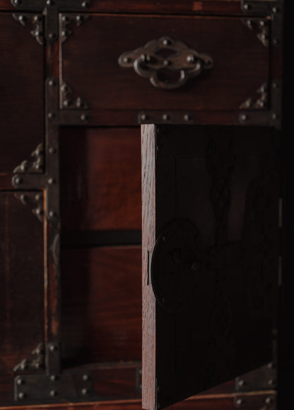 Taisho-era Nihonmatsu Cherry Blossom Crest Tansu