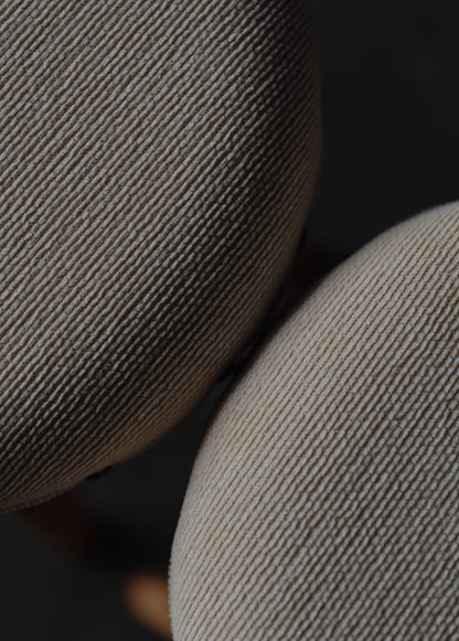 Keyaki-wood fabric-upholstered round stool