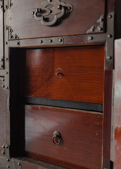 Taisho-era Nihonmatsu Cherry Blossom Crest Tansu