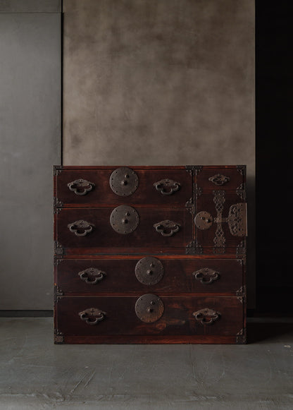 Taisho-era Nihonmatsu Cherry Blossom Crest Tansu