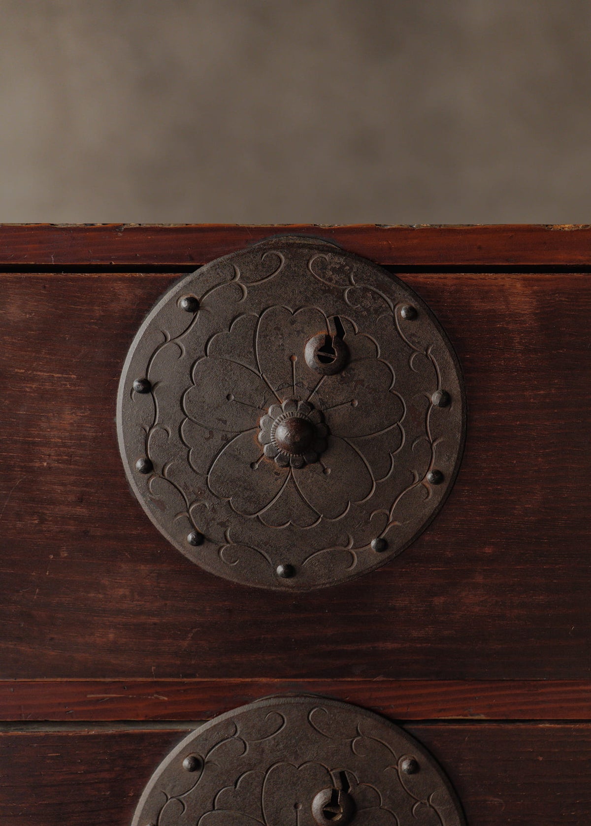 Taisho-era Nihonmatsu Cherry Blossom Crest Tansu