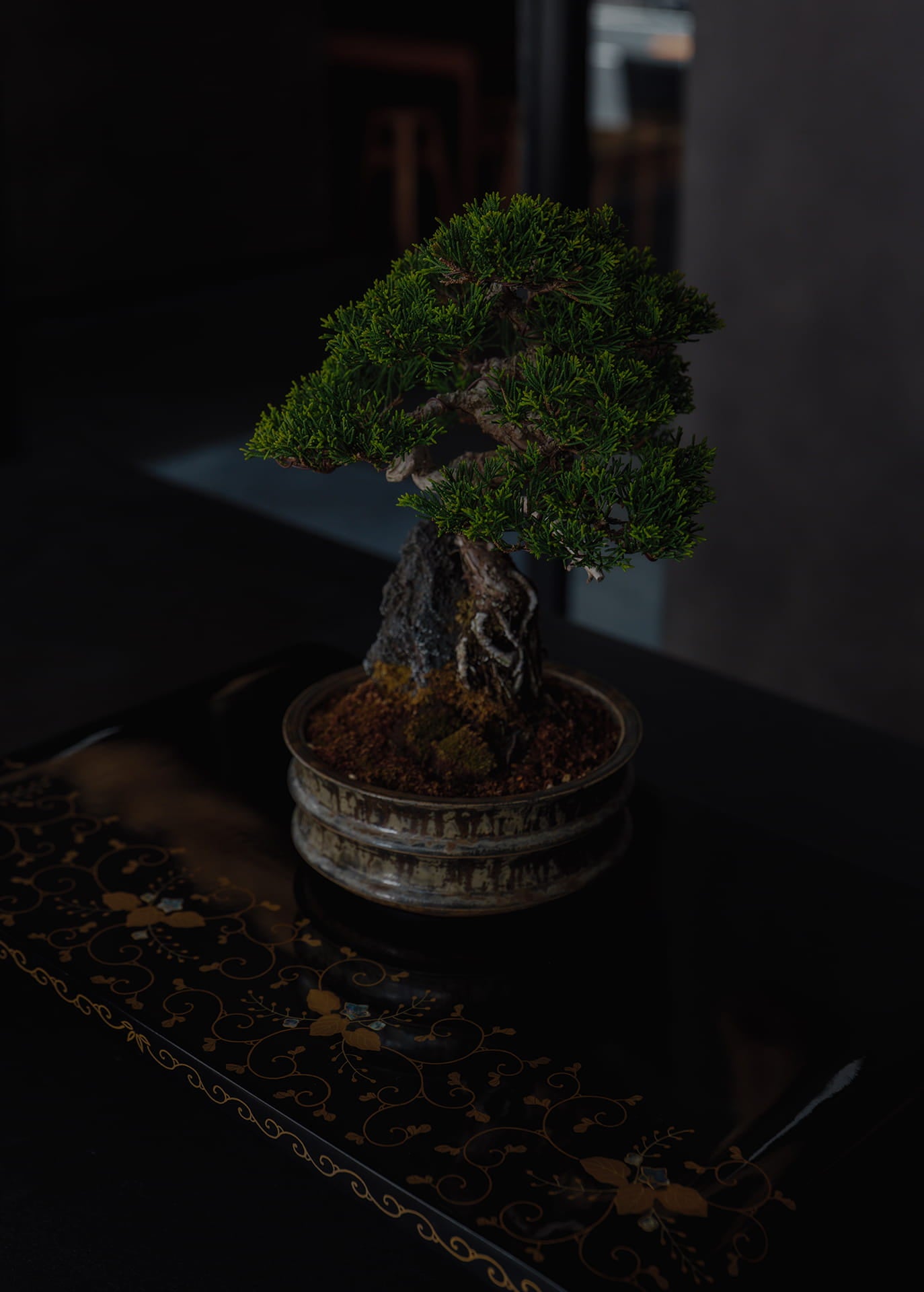 黒塗絵飾台