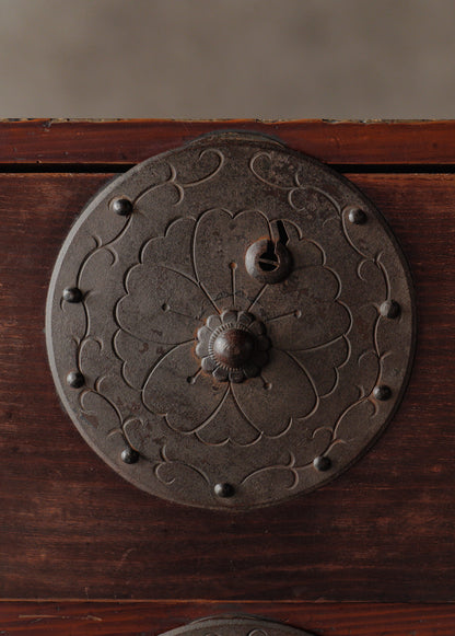 Taisho-era Nihonmatsu Cherry Blossom Crest Tansu