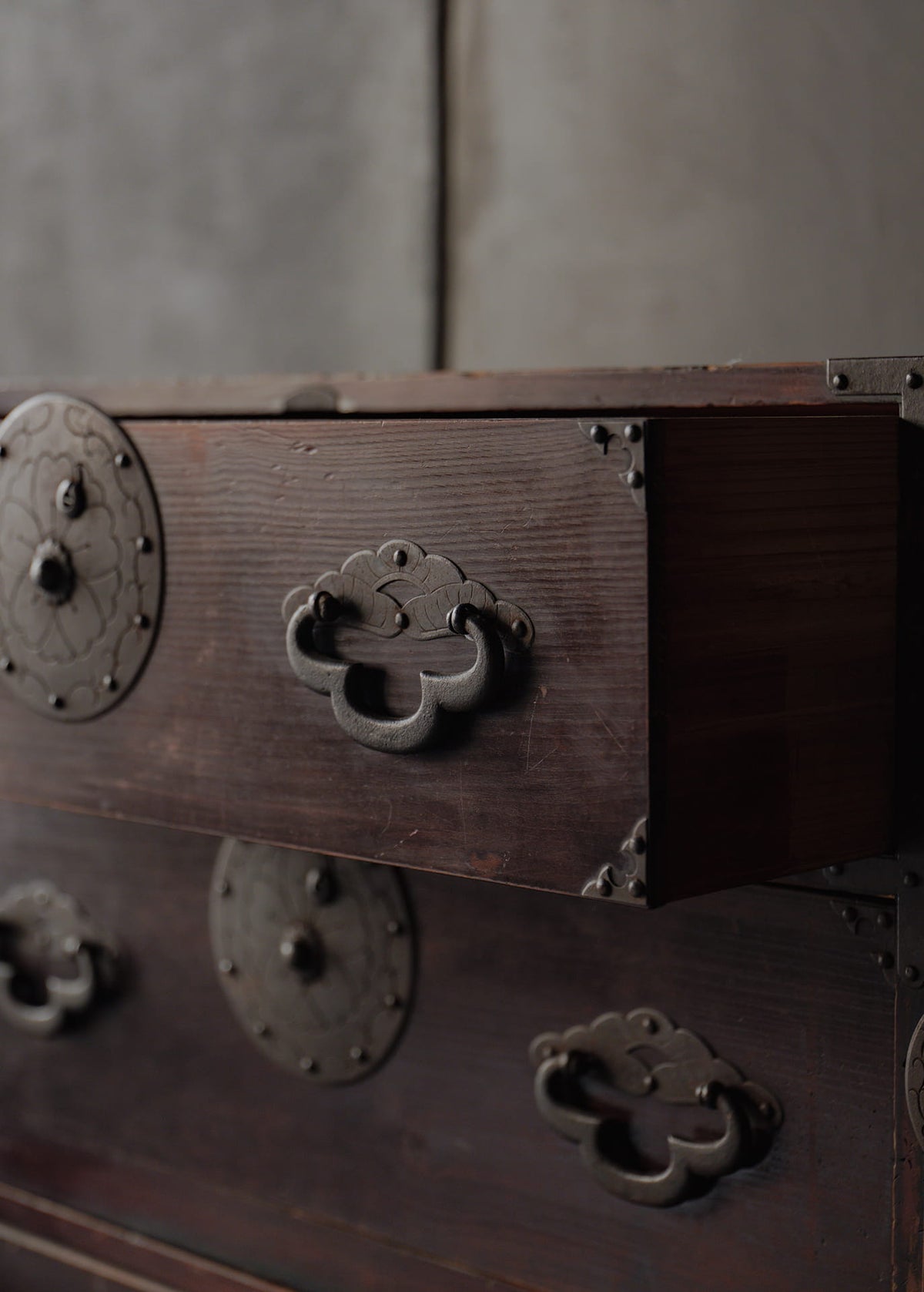 Taisho-era Nihonmatsu Cherry Blossom Crest Tansu