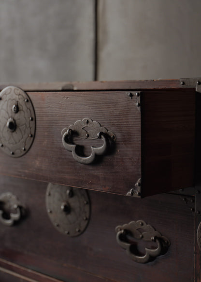Taisho-era Nihonmatsu Cherry Blossom Crest Tansu